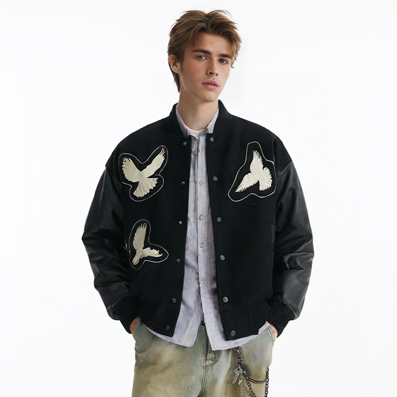 Doves Patches PU Leather Jacket