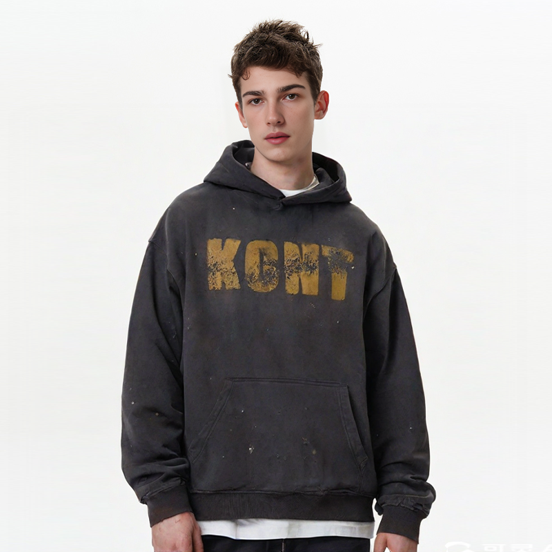 Heavy-washed Prints Hoodie