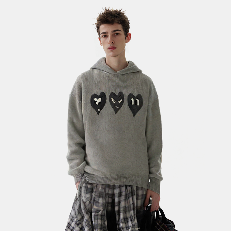 Black Hearts Knitted Sweater