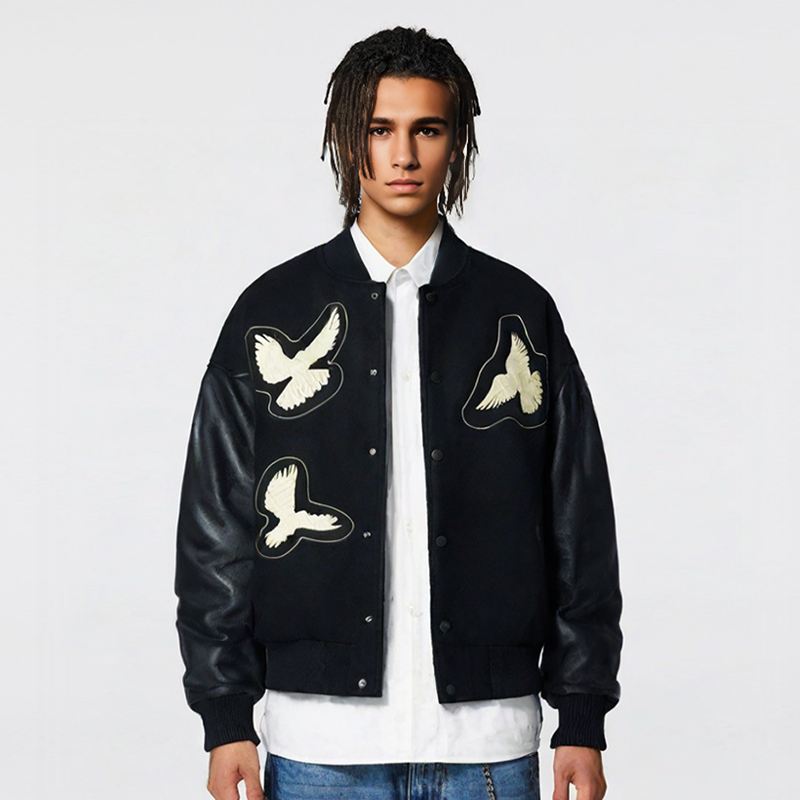 Doves Patches PU Leather Jacket