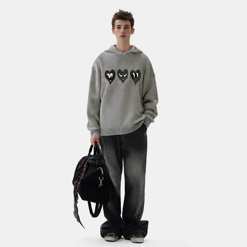 Black Hearts Knitted Sweater