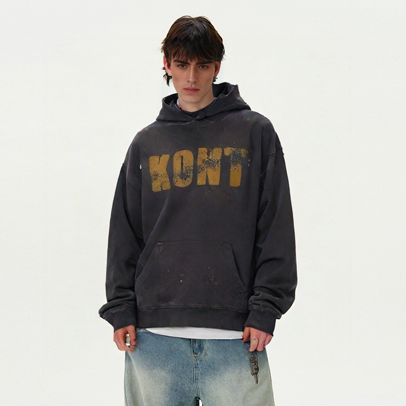 Heavy-washed Prints Hoodie