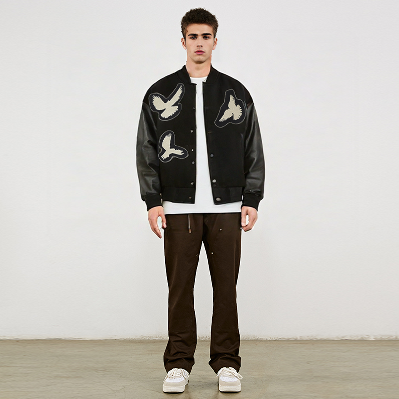 Doves Patches PU Leather Jacket